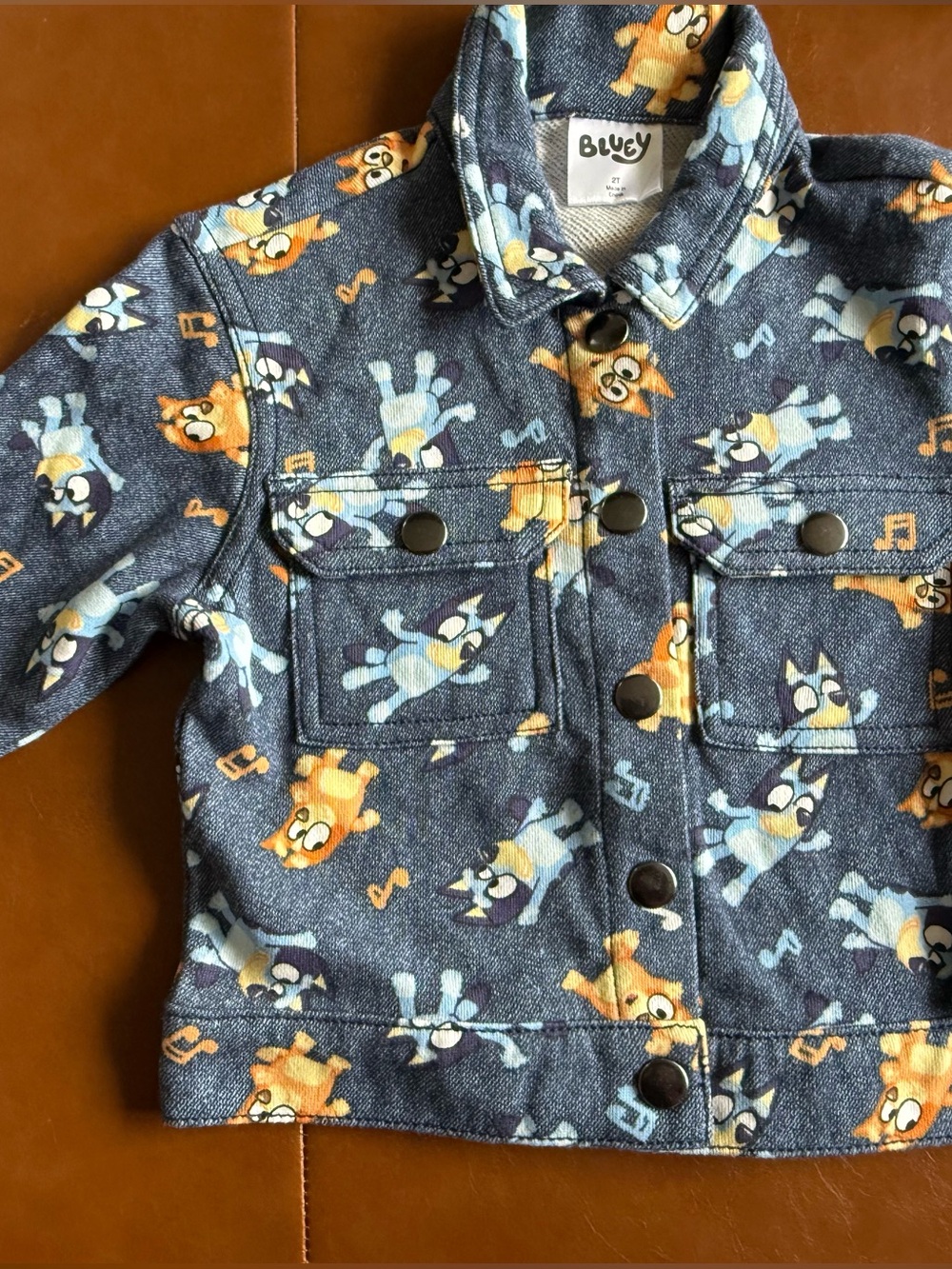 Bluey NWT Denim-Look Kids Jacket in Navy Soft Size 2T Blue